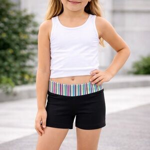 Ivivva Reversible Black Shorts with Colorful Striped Waistband